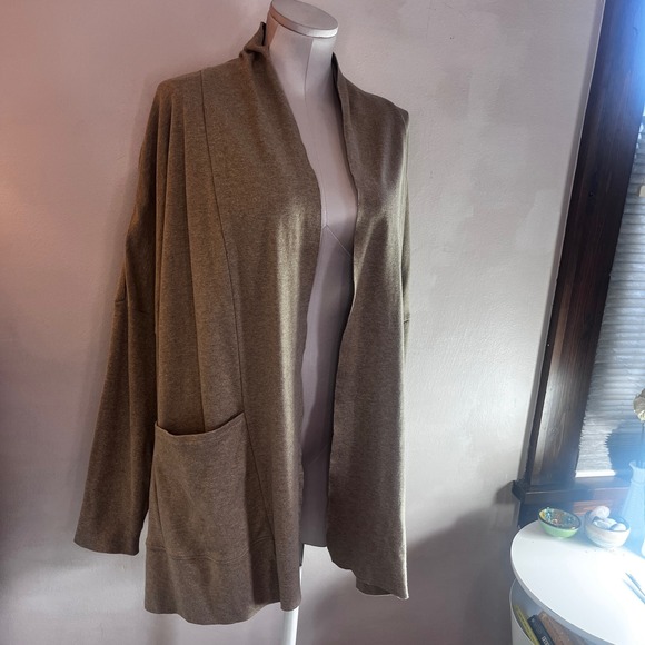 Pact Women Organic Cotton Open Front Airplane Cardigan Tan XS Oversized Minimal - Picture 3 of 12